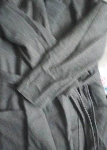 Gri Uzun Kollu Rahat Kadın kaban - Görsel 4