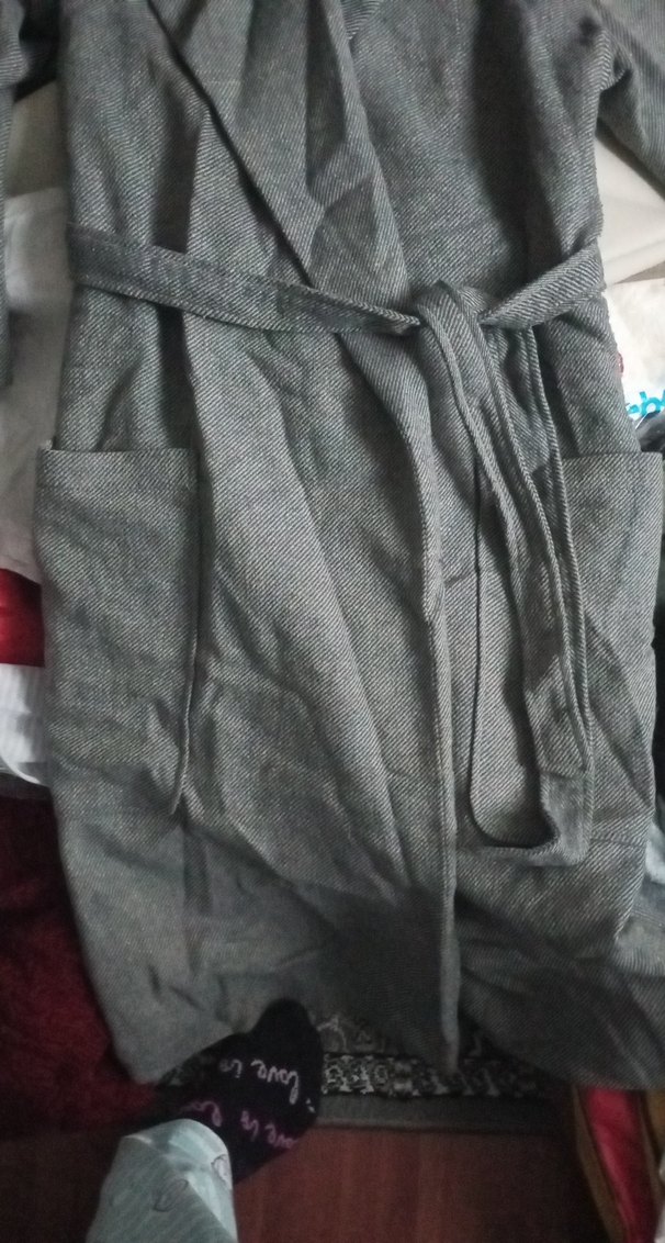 Gri Uzun Kollu Rahat Kadın kaban - Görsel 2