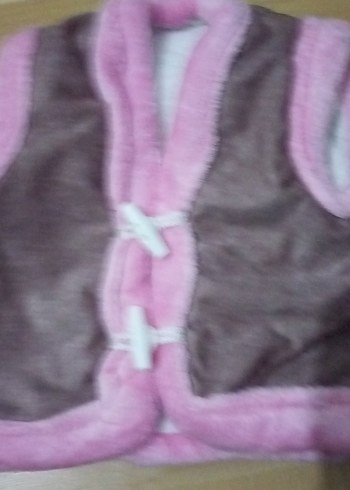 Kız Çocuk Pembe Kürklü Yelek - Görsel 3