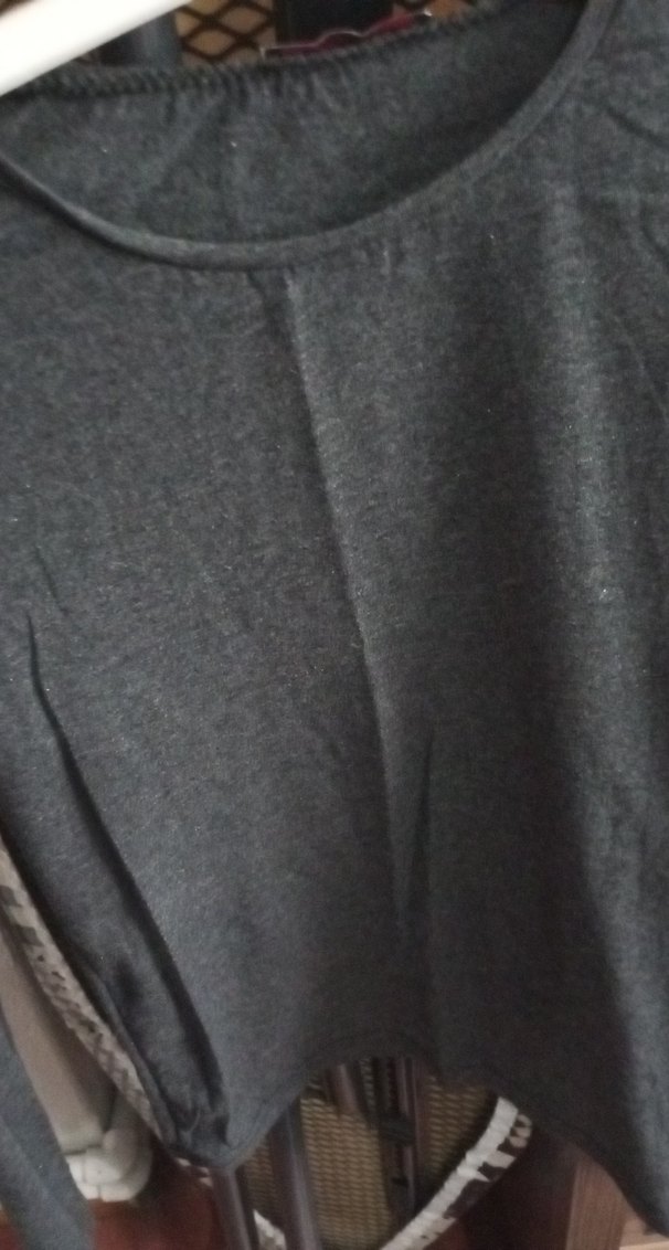 Gri Kadın Uzun Kollu Keten Sweatshirt - Görsel 2