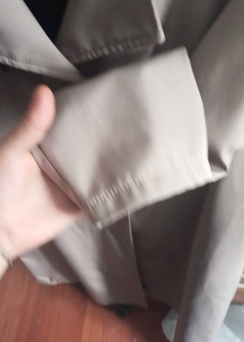 Bej Düğmeli Uzun Kadın Trençkot - Görsel 3