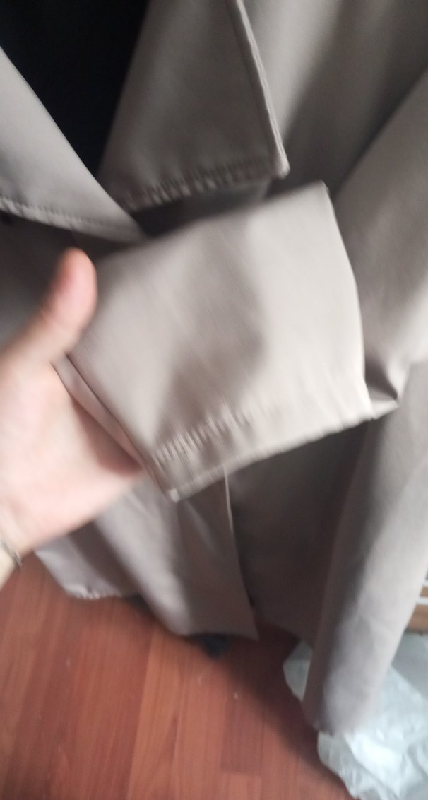 Bej Düğmeli Uzun Kadın Trençkot - Görsel 3