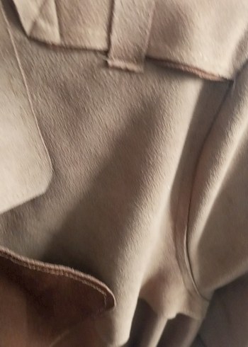 Bej Kadın Süet Kuşaklı Uzun Trençkot - Görsel 3