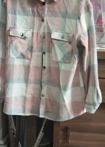 Düğmeli Pembe Pamuklu Kadın Gömlek - Görsel 2