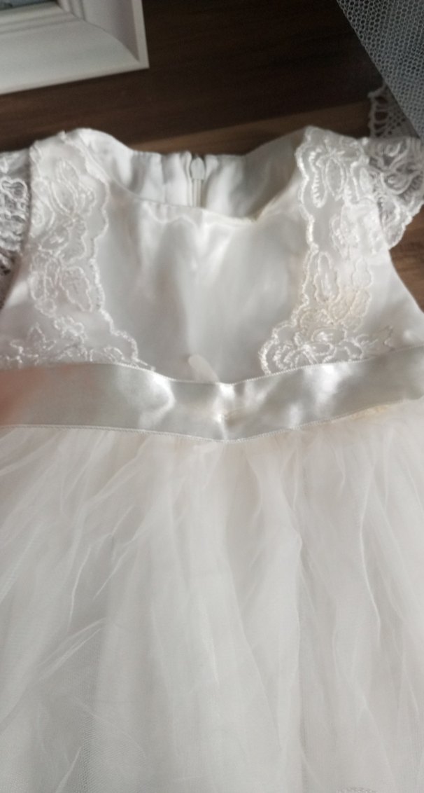 Kız Çocuk Beyaz Nakışlı Fırfırlı Elbise - Görsel 2