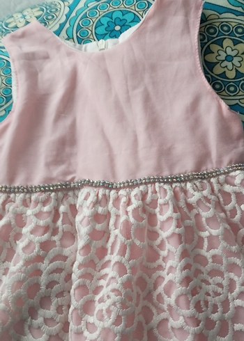Dantel Detaylı Pembe Kız Çocuk Elbise - Görsel 2