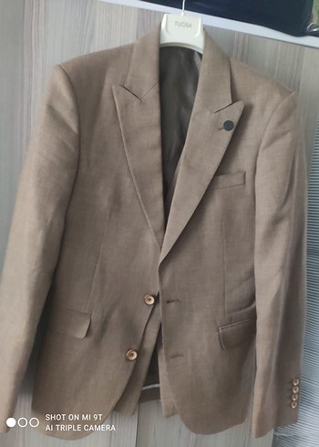 Düğmeli Kahverengi Keten Yelek - Görsel 4