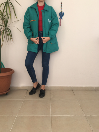m Beden yeşil Renk Vintage mont