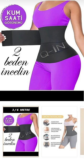 3metre ürün fit ve kum saati şekli verir vücutta