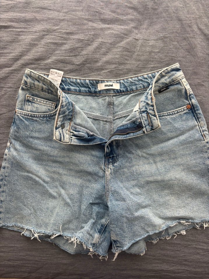 Mavi JEANS Düğmeli Gri Midi Denim Şort - Görsel 3