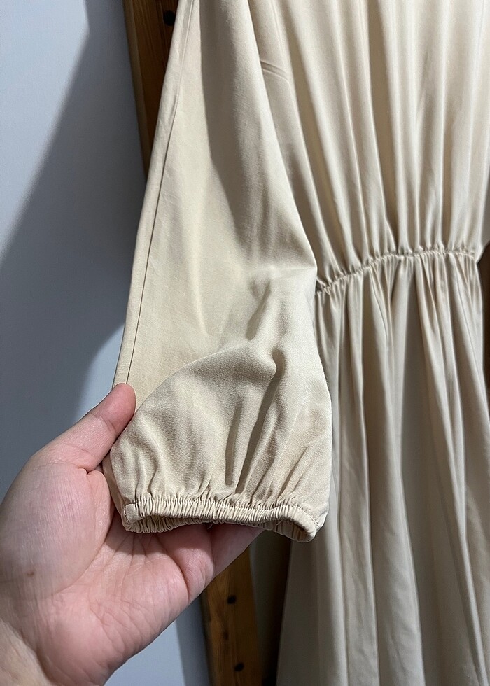 Keten pamuk karışımı çan elbise - Görsel 3