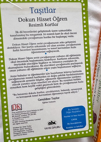 ABC yayınları Dokun-Hisset-Öğren resimli kartları - Görsel 3