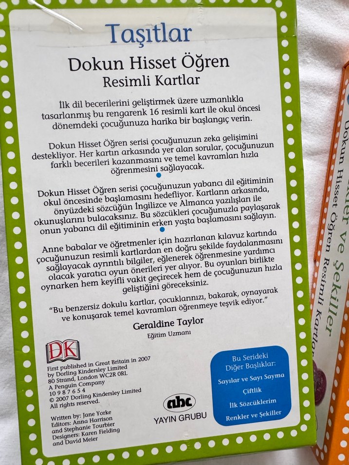 ABC yayınları Dokun-Hisset-Öğren resimli kartları - Görsel 3