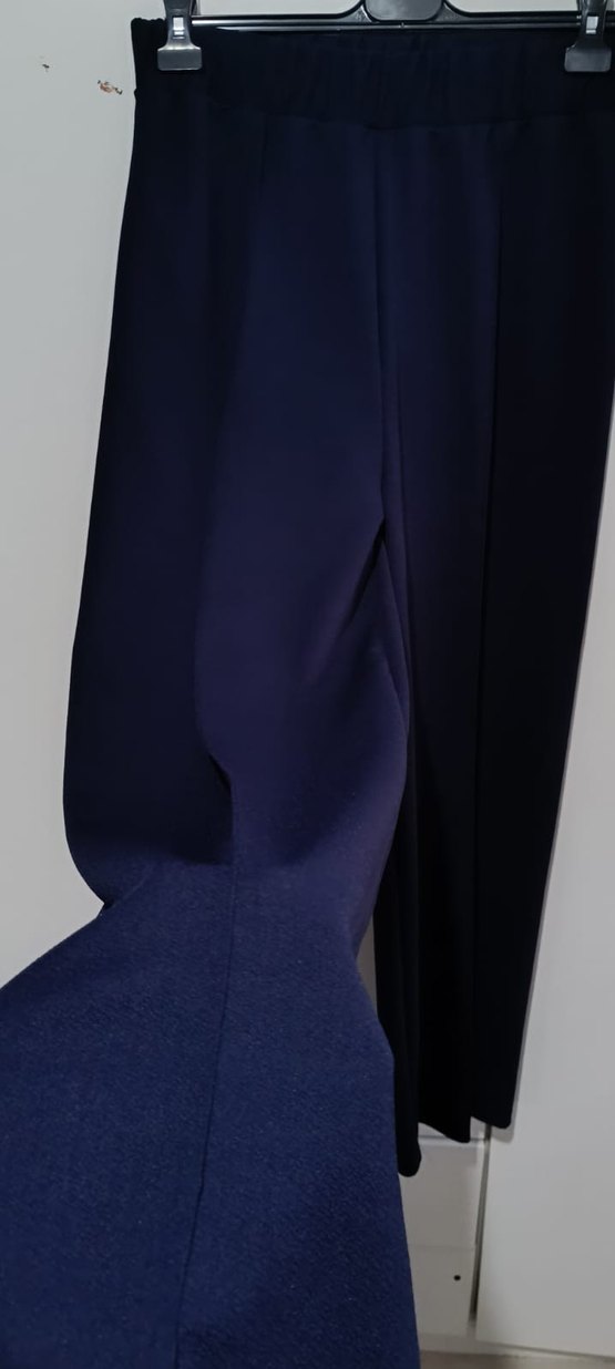 Kadın Lacivert Kemerli Midi Kumaş Pantolon - Görsel 2