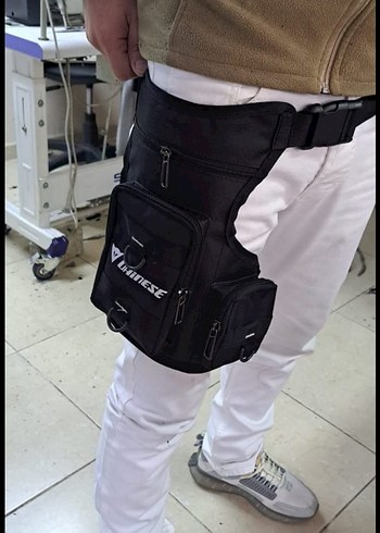 Diger Siyah Baskılı Biker Erkek Bel ve Bacak Çantası