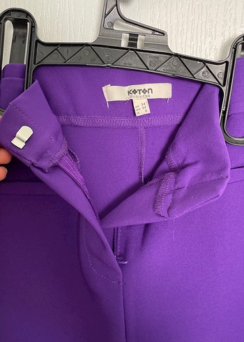 34 Beden mor Renk Mor Pilili Kadın Kumaş Pantolon
