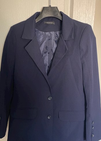 Düğmeli Lacivert Kadın Blazer Ceket