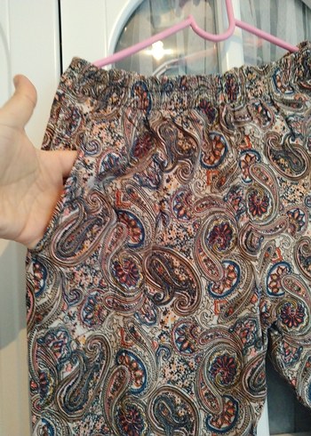 Bohem Tarzı Kahverengi Desenli Rahat Pantolon - Görsel 3