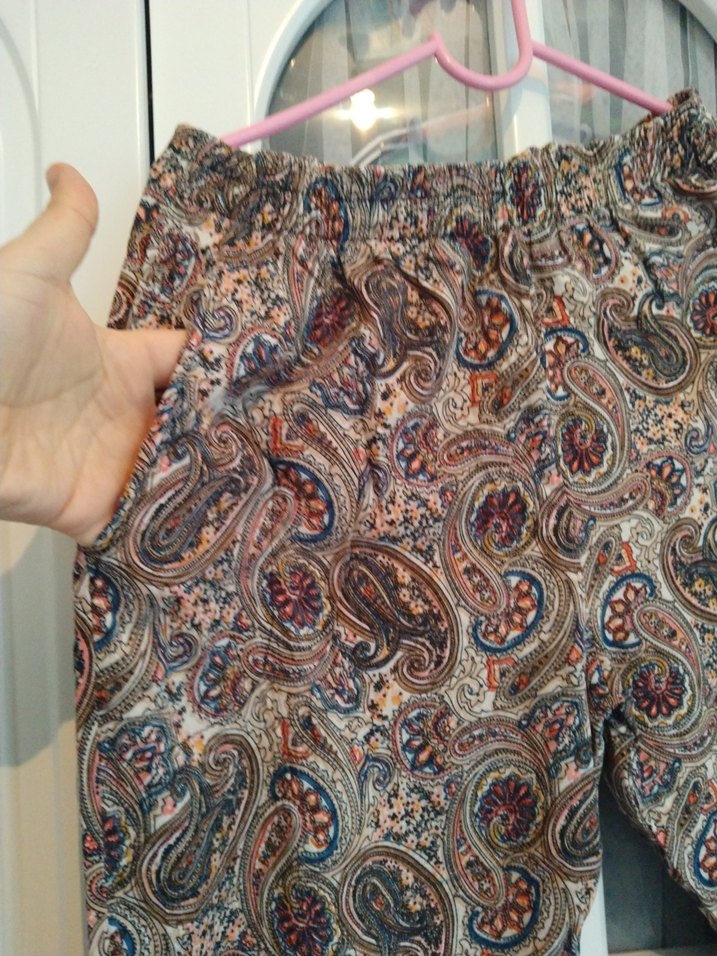 Bohem Tarzı Kahverengi Desenli Rahat Pantolon - Görsel 3