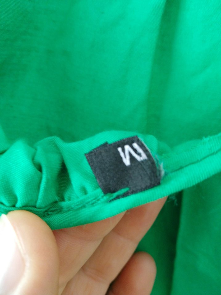 Yeşil Askılı Midi Keten Elbise - Görsel 2