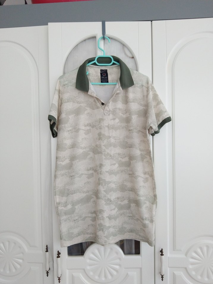 Gri Baskılı Polo Yaka Erkek Tişört - Görsel 2