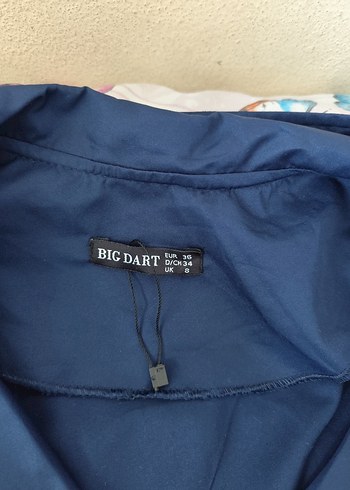 Lacivert Düğmeli Kadın Trençkot - Görsel 2