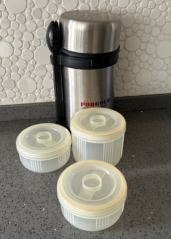 Porgold yemek Termos Şişesi Gri-Gold - Görsel 3