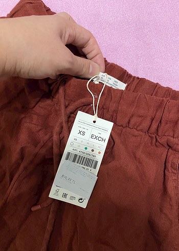 Oysho Kadın Kahverengi Bol Kesim Keten Pantolon