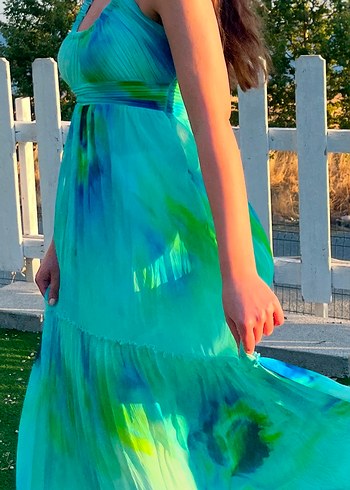 Turkuaz elbise - Görsel 5