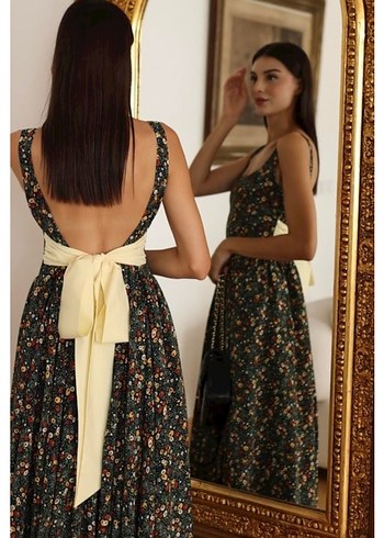 Çiçek Desenli Uzun Elbise - Görsel 2