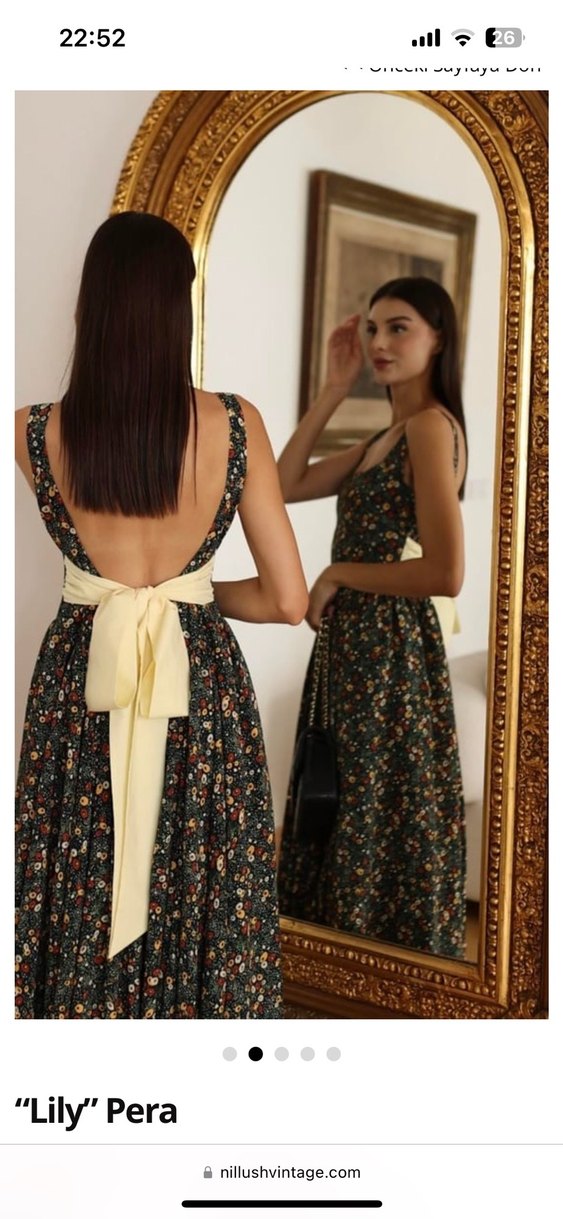 Çiçek Desenli Uzun Elbise - Görsel 2