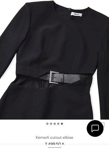 Siyah Deri Kemerli Mini Elbise - Görsel 3