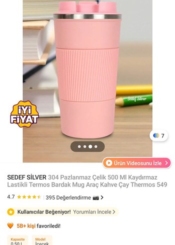 SEDEF SILVER 500 ml Kaydırmaz Termos Bardak - Görsel 2