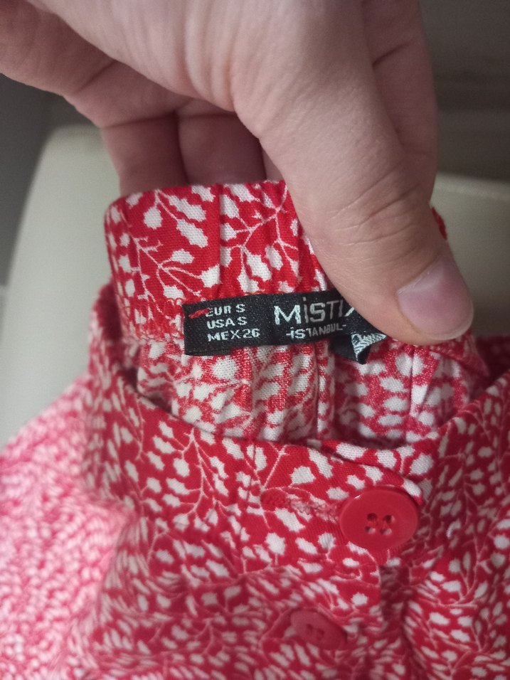 Düğmeli Kırmızı Uzun Salaş Midi Etek - Görsel 3