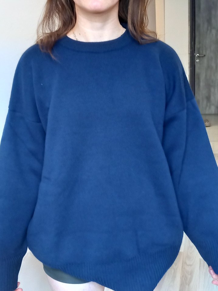 Kadın Lacivert Rahat Kesim Kazak - Görsel 3