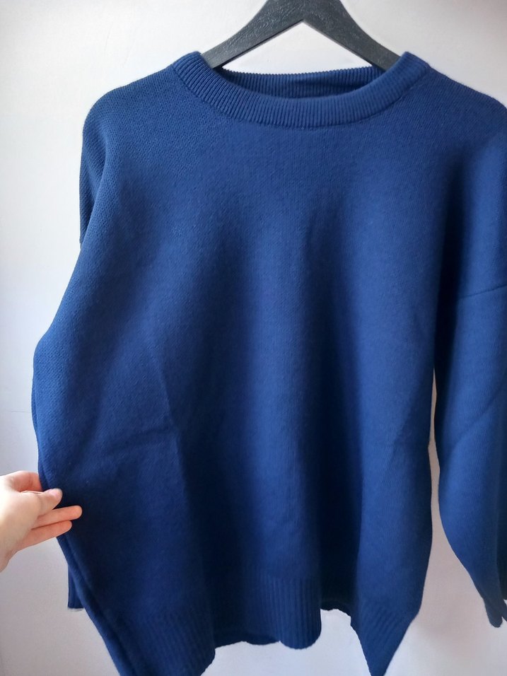 Kadın Lacivert Rahat Kesim Kazak - Görsel 4