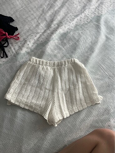 xs Beden beyaz Renk Örgü Şort
