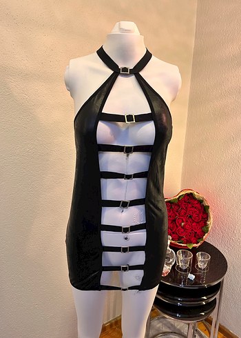 Parlak Siyah Uzun Göğüs Korsesi - Görsel 3