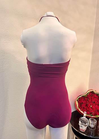 38 Beden bordo Renk Parlak Bordo Drapeli Kadın Mini Mayo