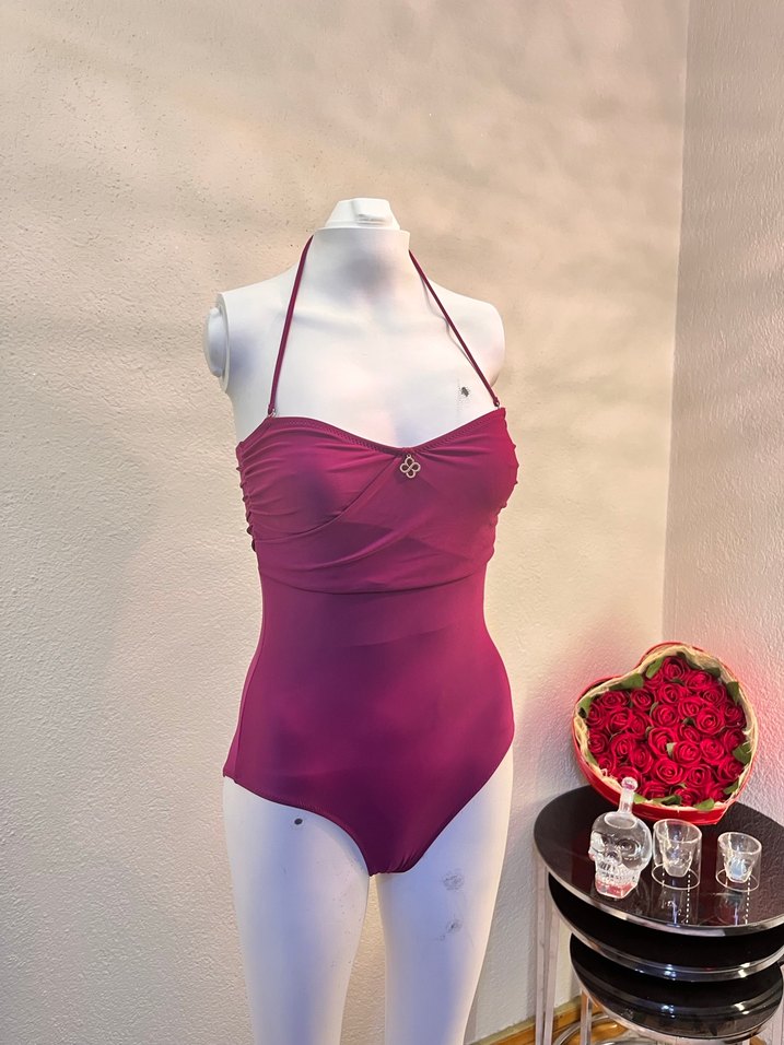 Parlak Bordo Drapeli Kadın Mini Mayo - Görsel 2