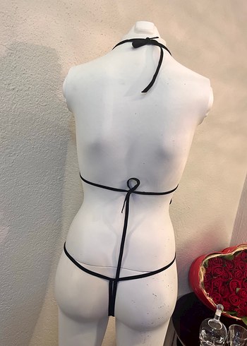 s Beden siyah Renk Siyah Nakışlı Gotik İp Askılı Kadın Gecelik