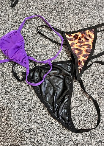 universal Beden 3lü set Kahverengi Zebra Desenli Kadın İç Çamaşırı tanga