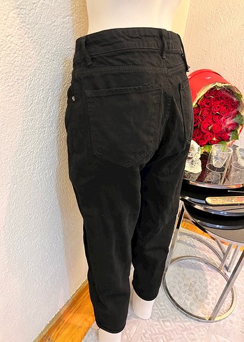 40 Beden siyah Renk Siyah Bol Kesim Midi Kadın Kot Pantolon