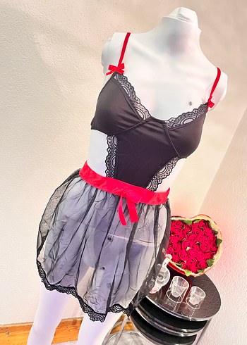 Siyah Gotik Midi Strappy Kadın Pijama Takımı