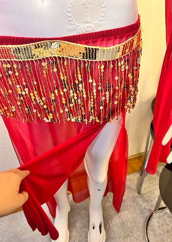 Zara Kırmızı Drapeli Straplez Bohem Kadın dansöz kıyafeti