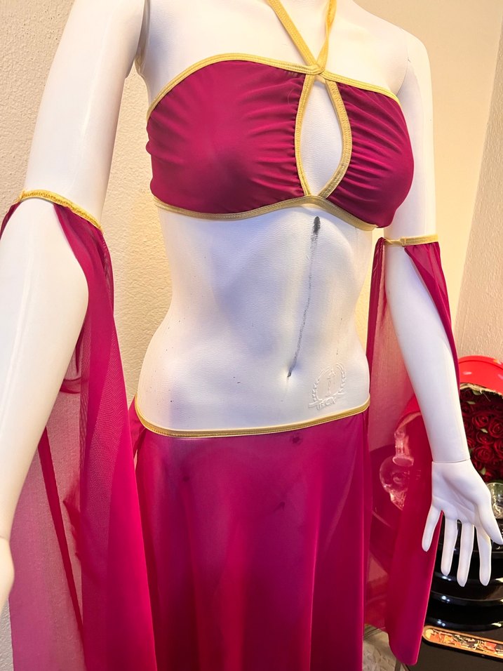 Bordo Straplez Uzun Bohem Kadın dansöz Elbise - Görsel 4