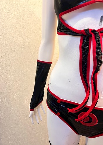 universal Beden kırmızı Renk Kırmızı Siyah Gotik Halter Mini Büstiyer