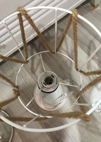 Beyaz İpli Metal Abajur Seti - Görsel 6