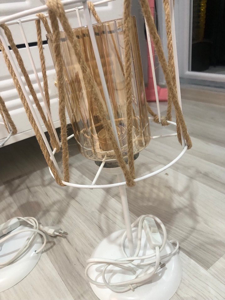 Beyaz İpli Metal Abajur Seti - Görsel 2