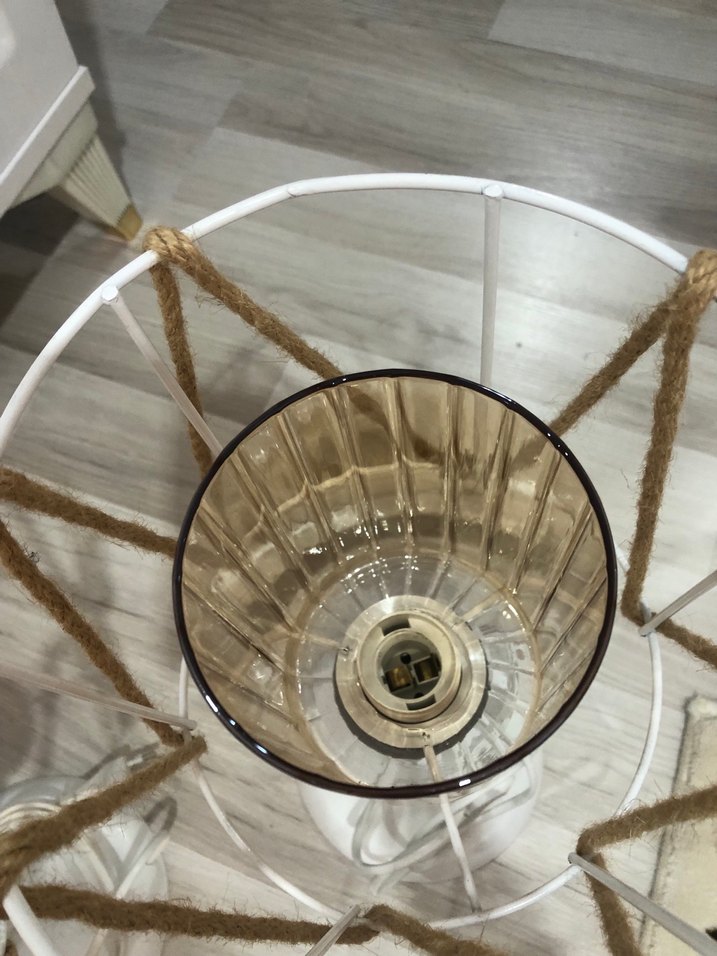 Beyaz İpli Metal Abajur Seti - Görsel 5